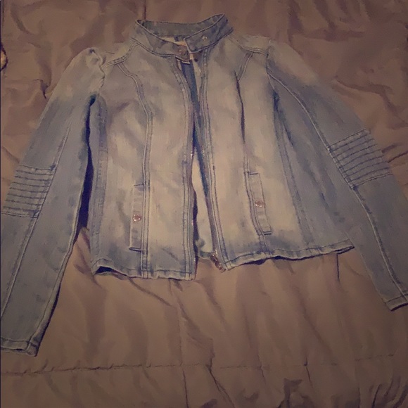 Guess Jackets & Coats Light Blue Denim Moto Jacket Poshmark